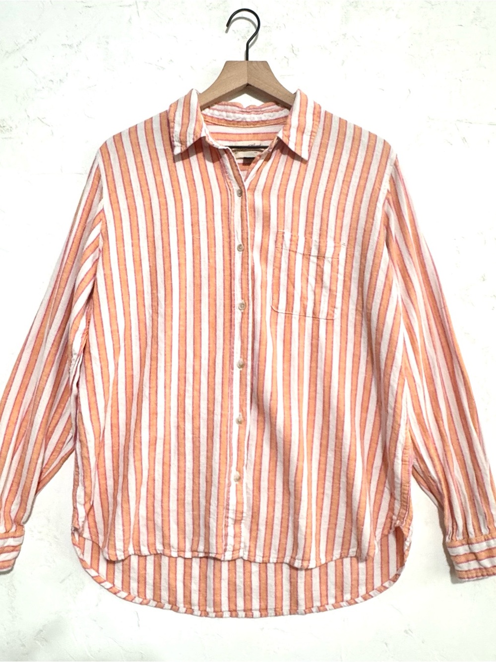 Universal Thread Striped Linen Blend Button Up Shirt M